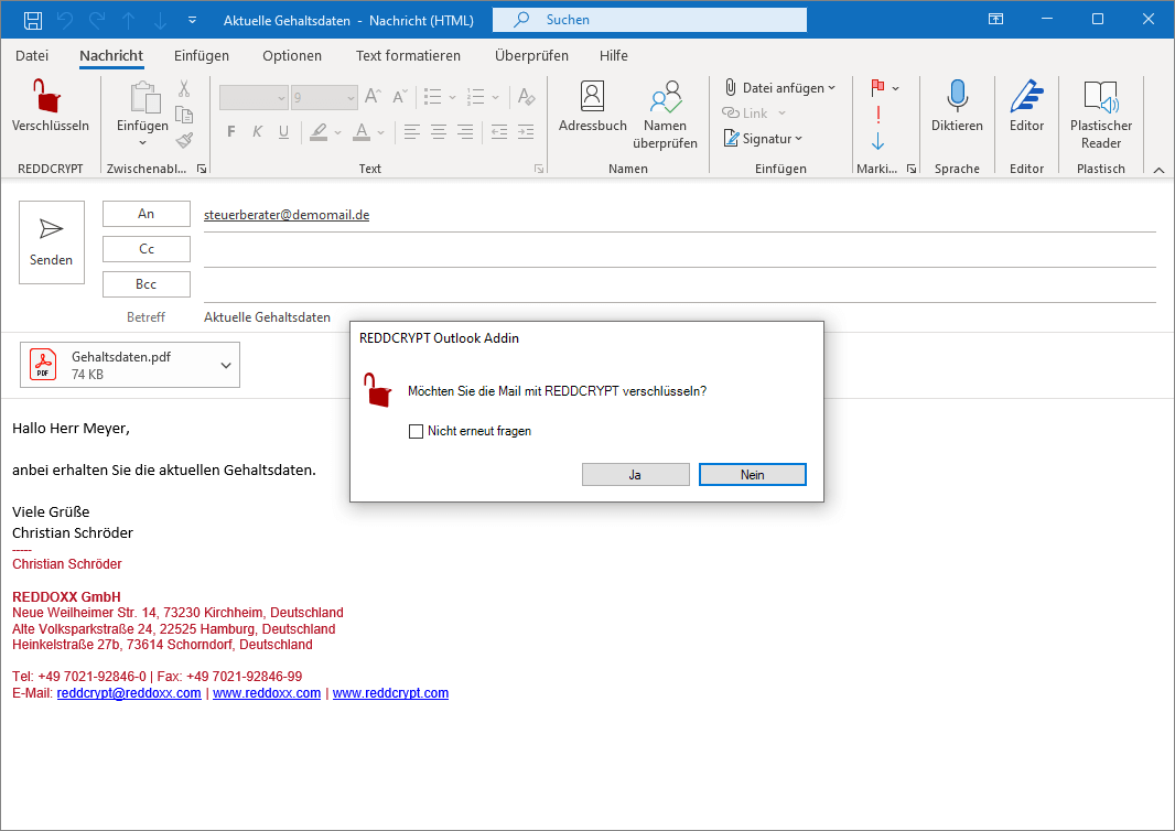 E-Mail in Outlook verschlüsseln - mit einem Klick